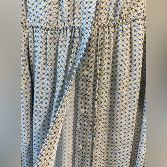 VINCE ~ Button-Front Silk Maxi Dress, Blue - Picture 5 of 6